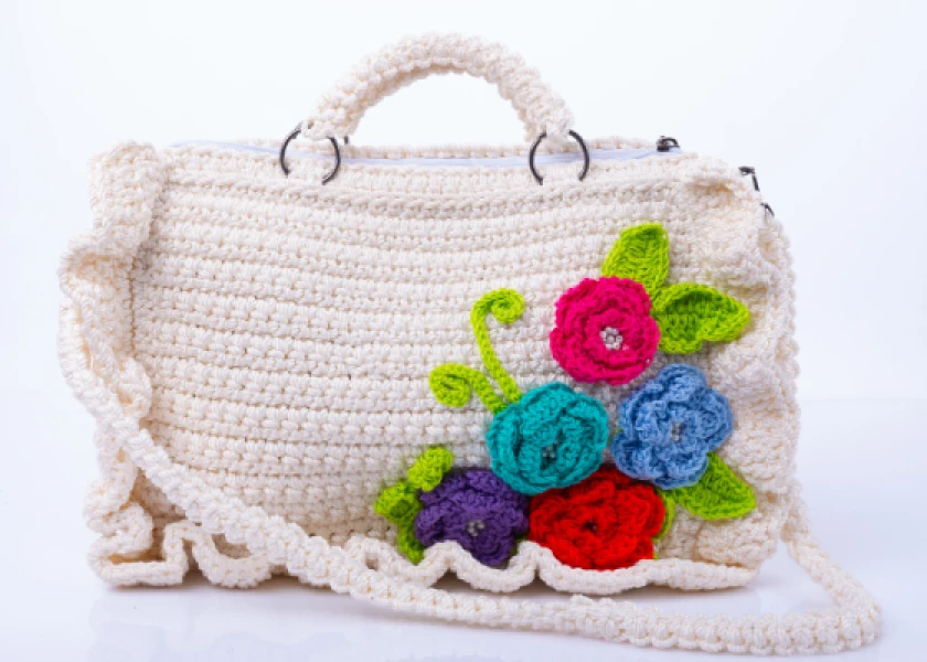 Off-White Floral Crochet Bag