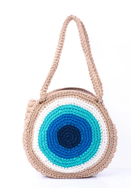 Beige Eye Crochet Bag
