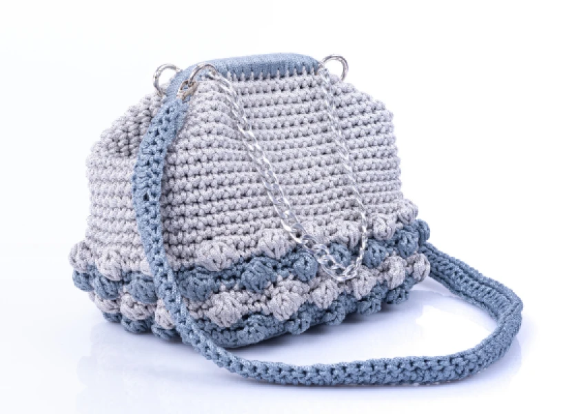 Grey Floral Crochet Bag