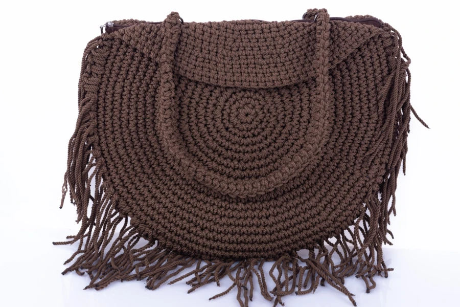 Brown Crochet Shoulder Bag