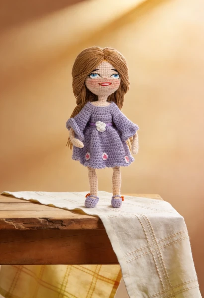 Mauve Girl Crochet Doll