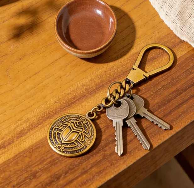 Copper Scarab Keychain