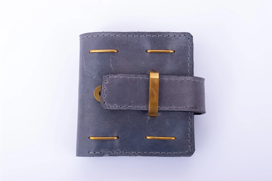 Handmade Grey wallet with Copper Lock