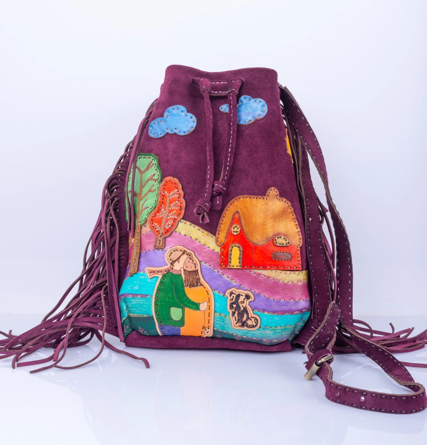 Die Böhmische Traum-Wildlederbeuteltasche