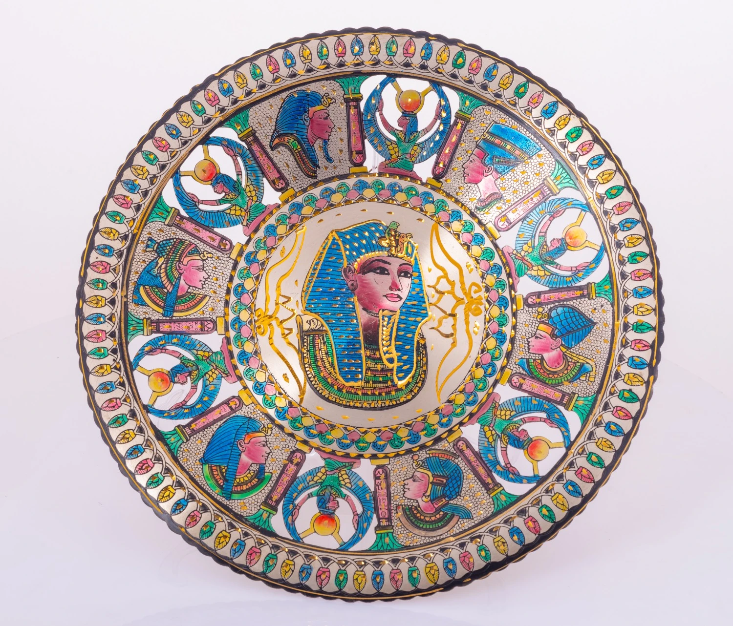 Pharaonic colored copper plate (Tutankhamun)