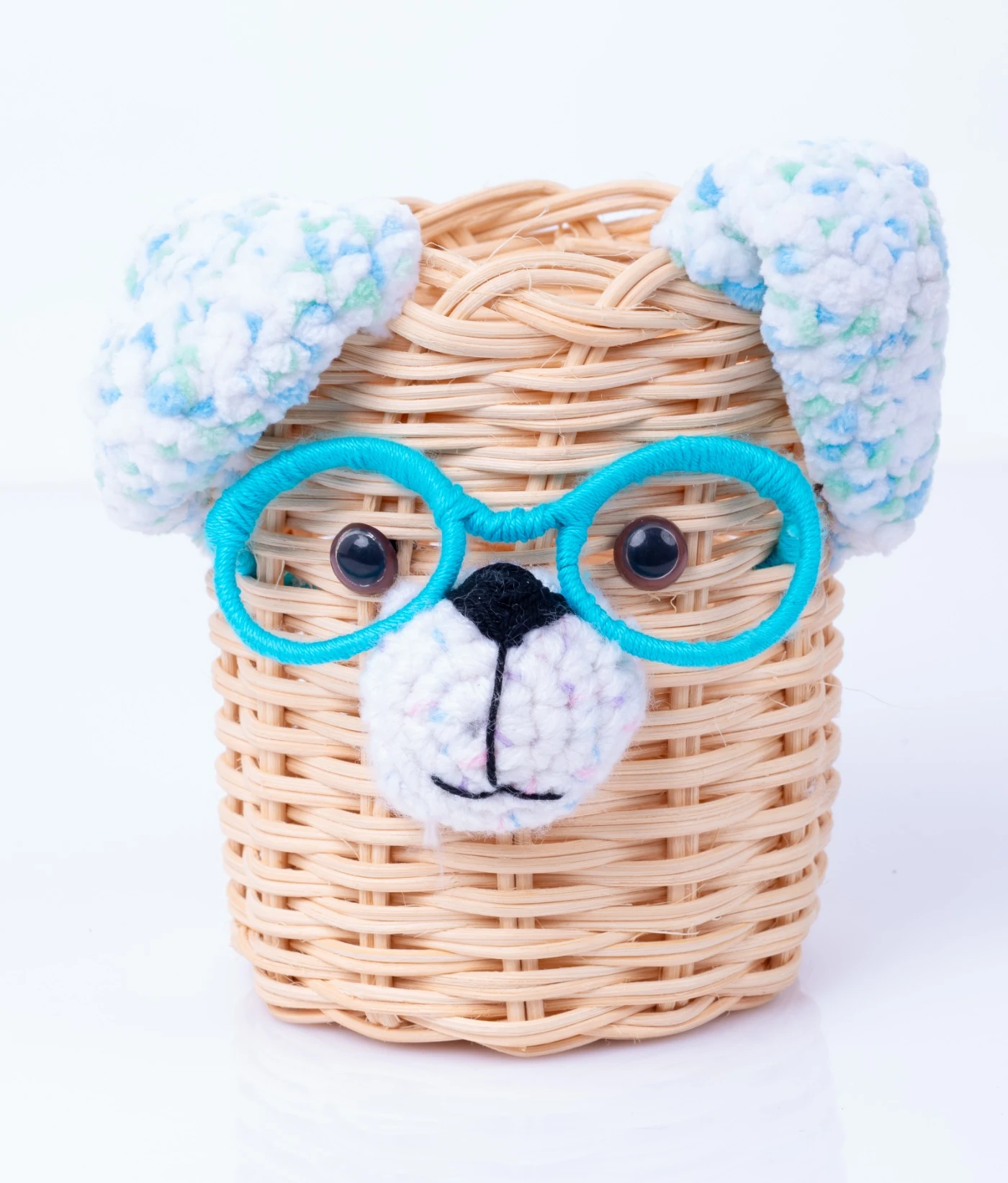 Kleiner Korb mit Hunde-Gesicht, Umfang 33 cm