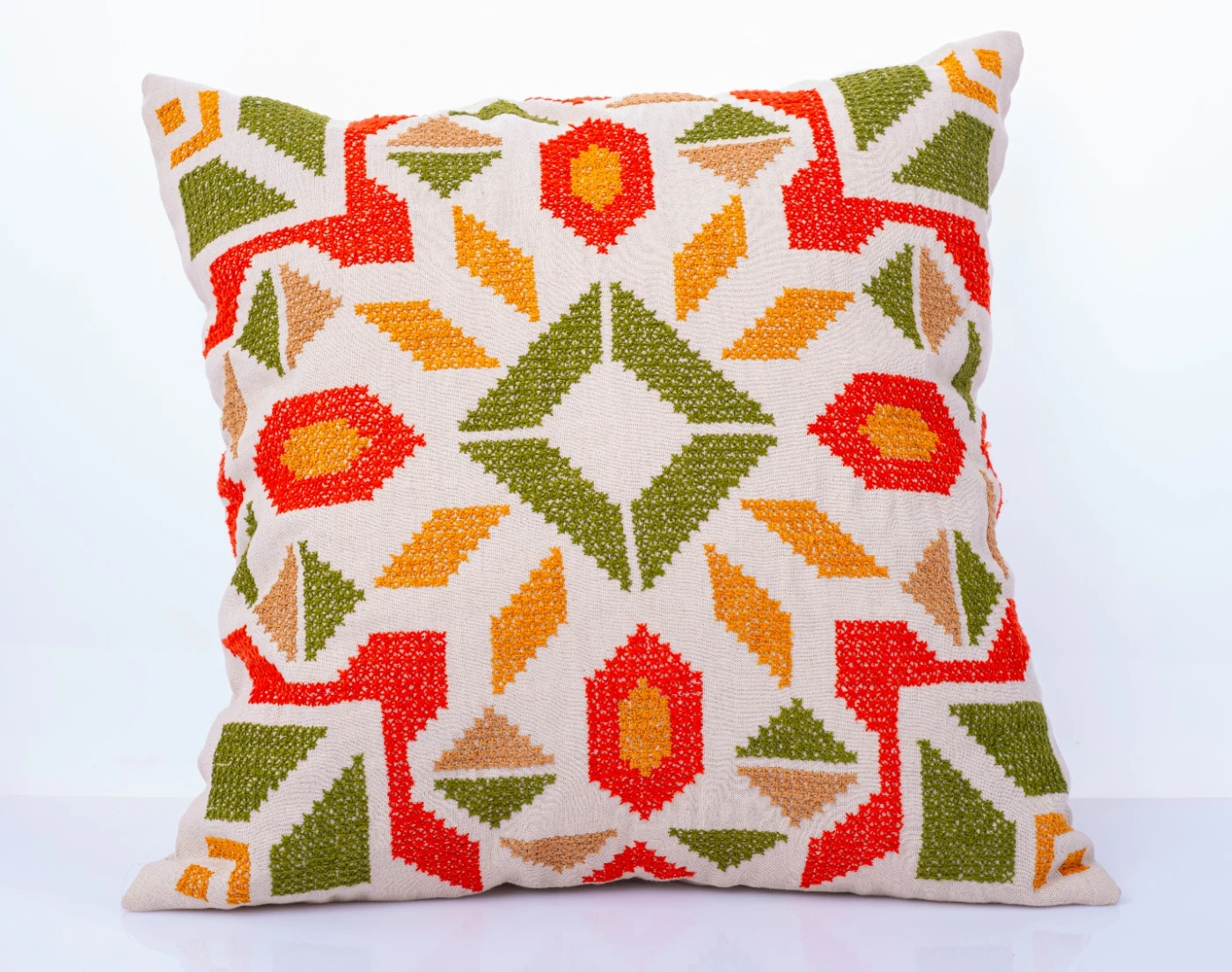 Olive square fabric cushion cover