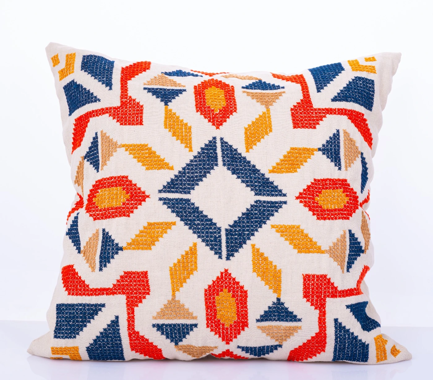 Navy square fabric cushion cover