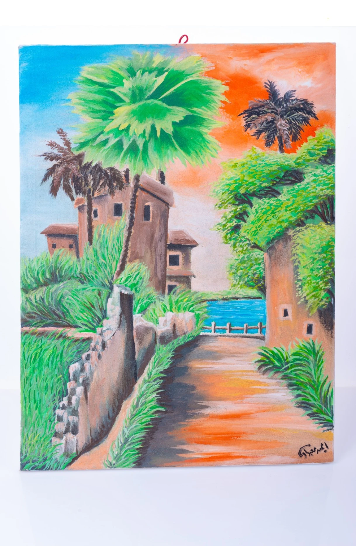لوحة فنية مرسومة – قرية ريفية