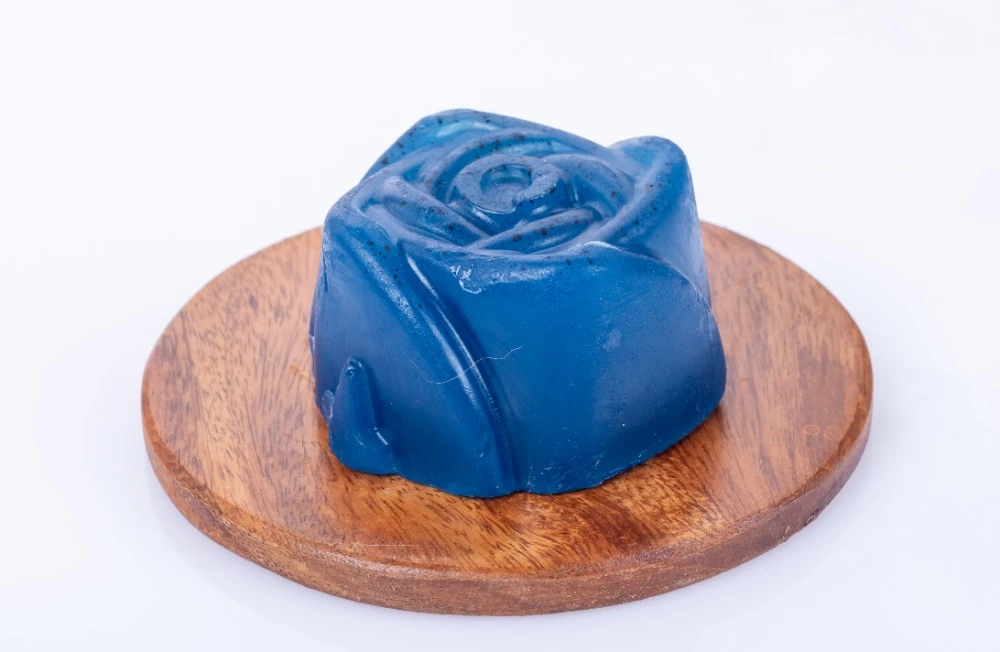 Small pink flower-shaped soap