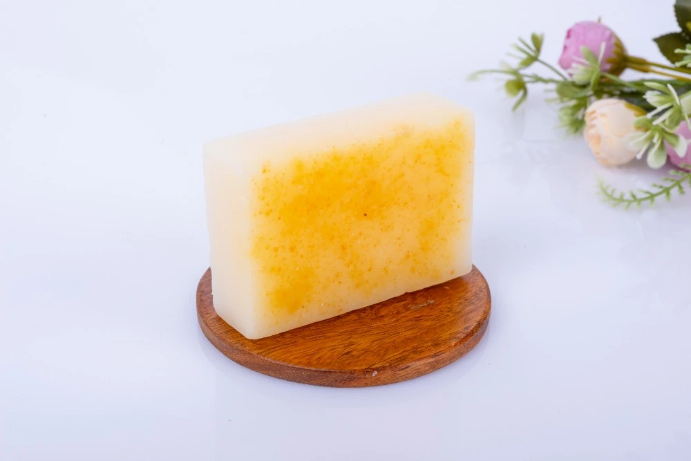Honey-colored rectangular soap