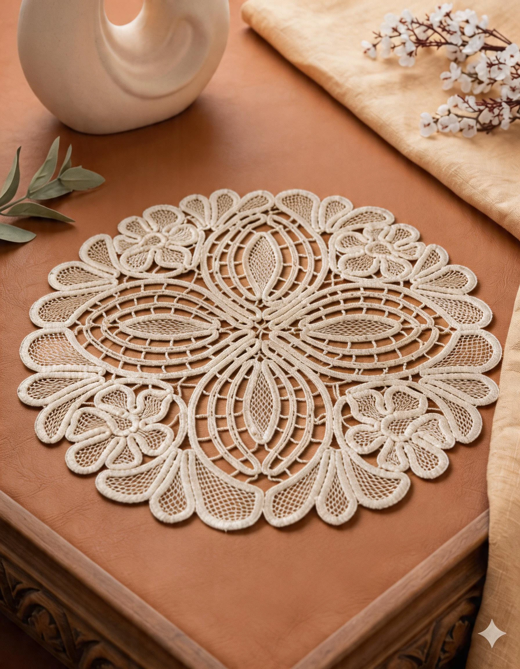 Round Embroidered Doily