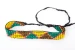 Small beaded bracelet with green, yellow & honey triangle embroidery