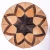 Round natural leather rug (camel & cowhide) with star center & triangle pattern, 109 cm