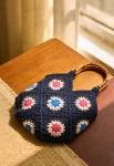 Navy Floral Crochet Bag